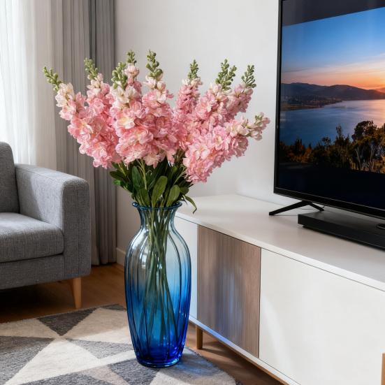 Faux Larkspur Pick Realistic Artificial Larkspur Blooms with Leaves Fake Larkspur Sprig for Home