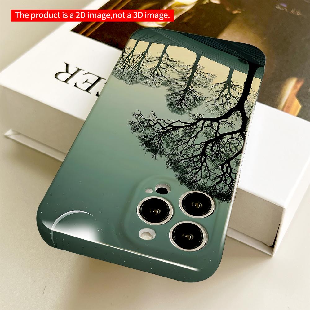 Moonlit Trees Silhouette Landscape All inclusive film hard phone case, compatible with iPhone 18 Pro Max 17 16 15 14 13 12 11