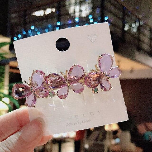 Модная заколка для волос в стиле ретро со стразами и бабочкой, большая заколка для волос с цветком, весенняя заколка, милая женская заколка в виде утконоса, головной убор, заколка для волос