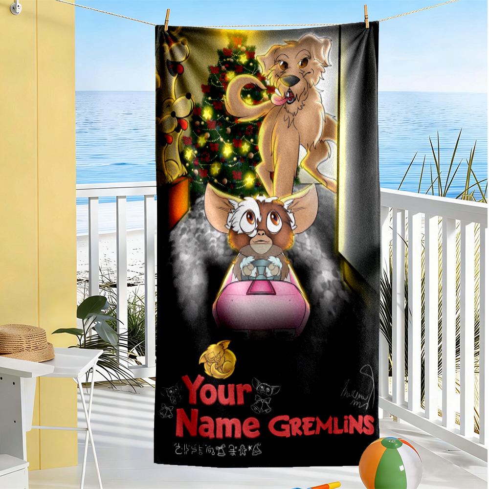 Gremlins Customize Text Beach Towel Quick-Dry Soft Microfiber For Beach Bathroom Outdoor Swimming Pool Camping Picnic Yoga Diving Vacation Accessories