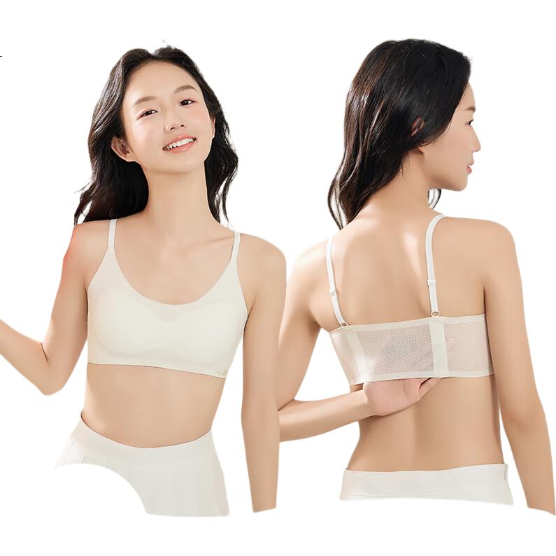 Ziyouxi Girls' Bra Underwear for Middle And High School Students, Summer Seamless Anti-Shock Mesh Bra for Teenagers in Puberty, Breathable Thin Style