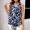 YYFS Women's Fashion Casual Summer Spring Flower Pattern Print Sleeveless V-Neck Blouses & Shirts