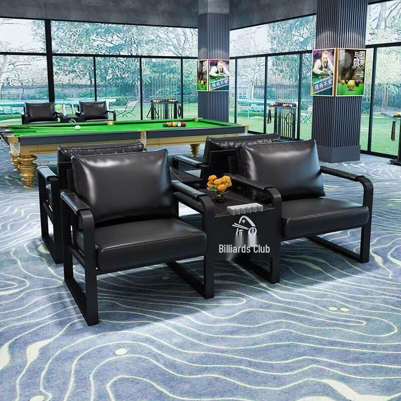 Jun Ding Ying Tall Black Two-Seater Billiard Viewing Sofa