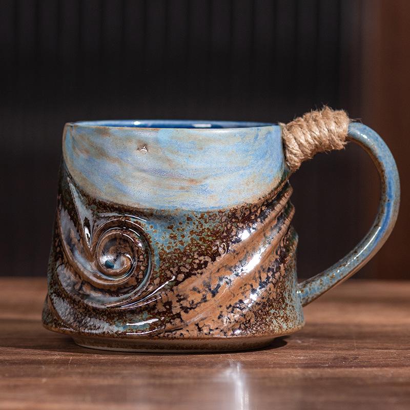 Irregular Retro Ceramic Coffee Mug - Unique Kiln-Changed Design