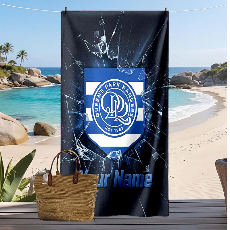 Queens Park Rangers FC Personalized Printed Beach Towel Soccer Logo Support Custom Name Text Absorbent Towel For Sport Travel Special Gift
