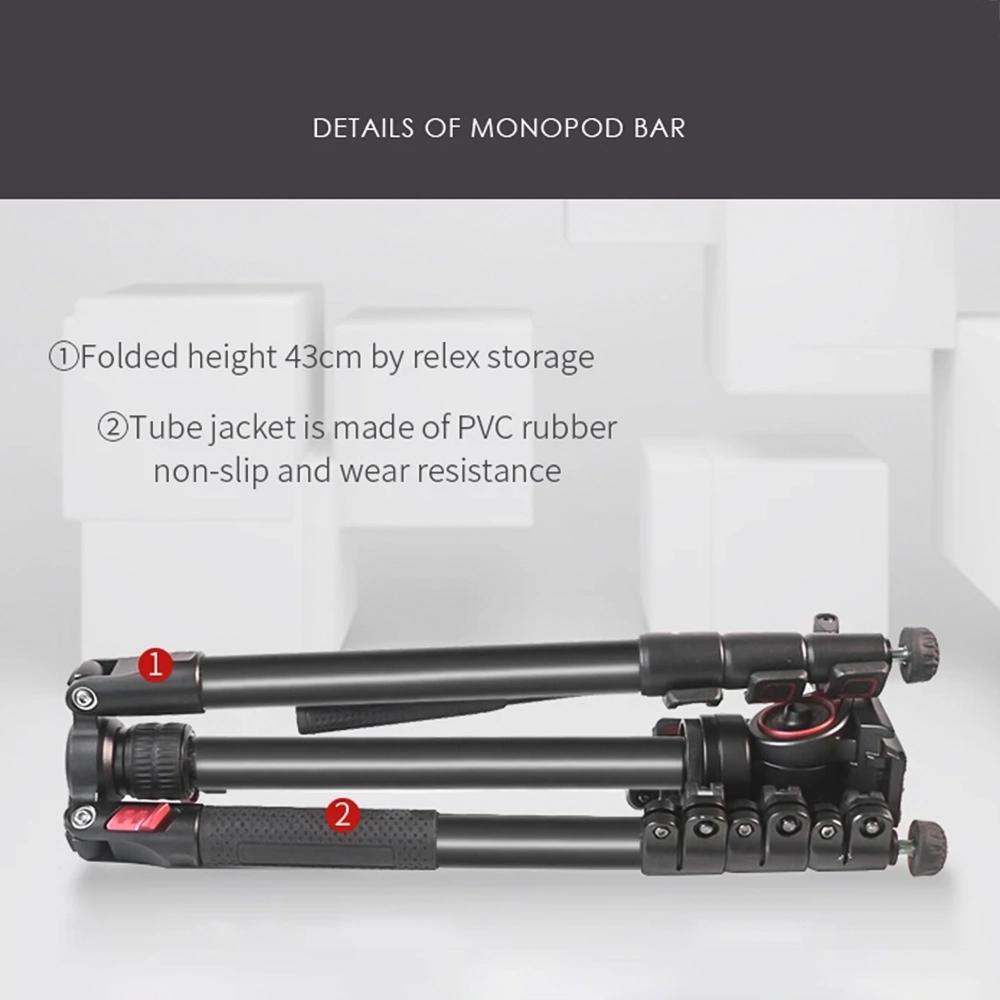 Miliboo MUFA-BK 62.6-inch Foldable Tripod Camera Stand with Fluid Tripod Head Aluminum Alloy 5kg/