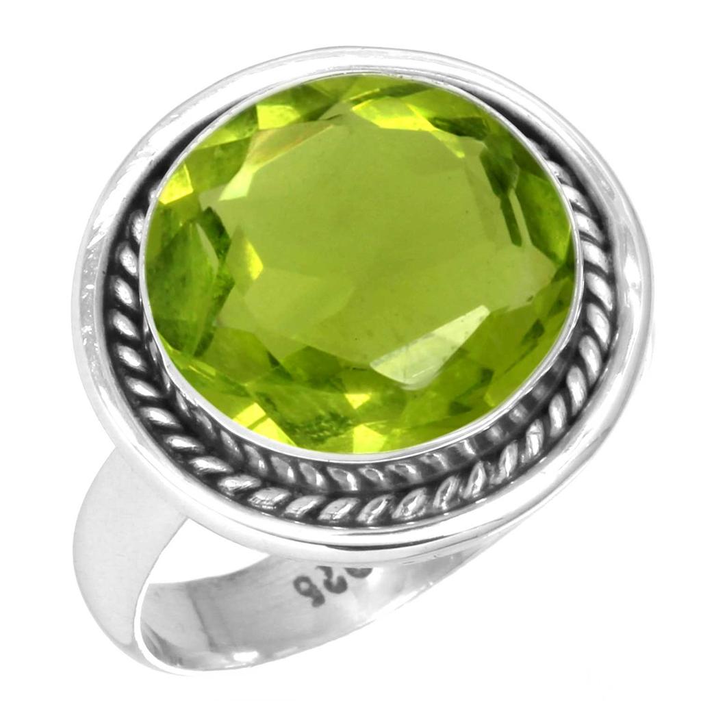 925 Sterling Silver Ring Women Gemstone Handmade Jewelry Anniversary Gift Amethyst Sapphire Blue Topaz Citrine Emerald Iolite Peridot Ruby Boho