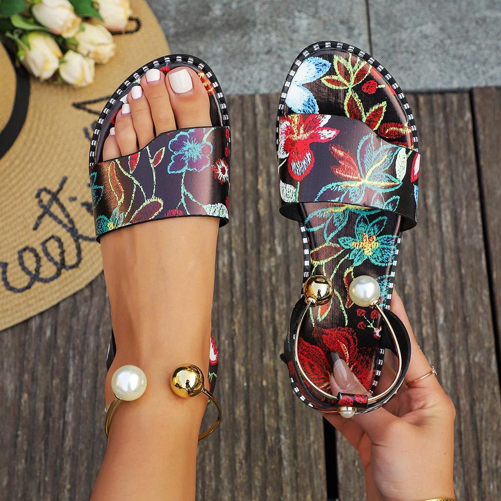 Женские сандалии больших размеров с открытым носком, на низком каблуке, в сказочном стиле, с застежкой на одну пряжку