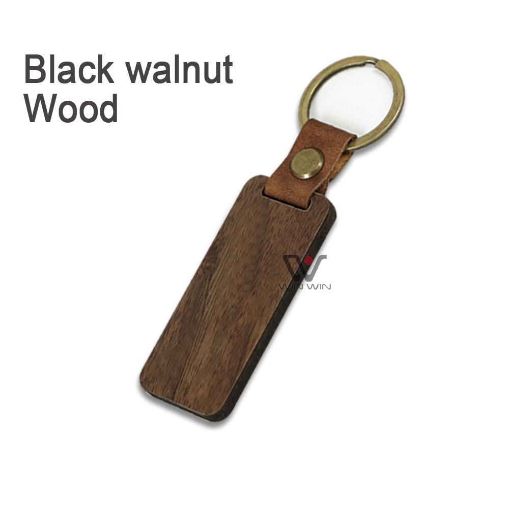 Rectangle Wooden Keychain Pendant - Business Gift In OPP Packaging