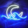 ENUOLI Neon Sign, Neon Light, Room Light, Moon, Wave, Wall Hanging, Interior Decor, Wall Decoration, Birthday Gift, Shop, Bar, Home, Coffee Shop,