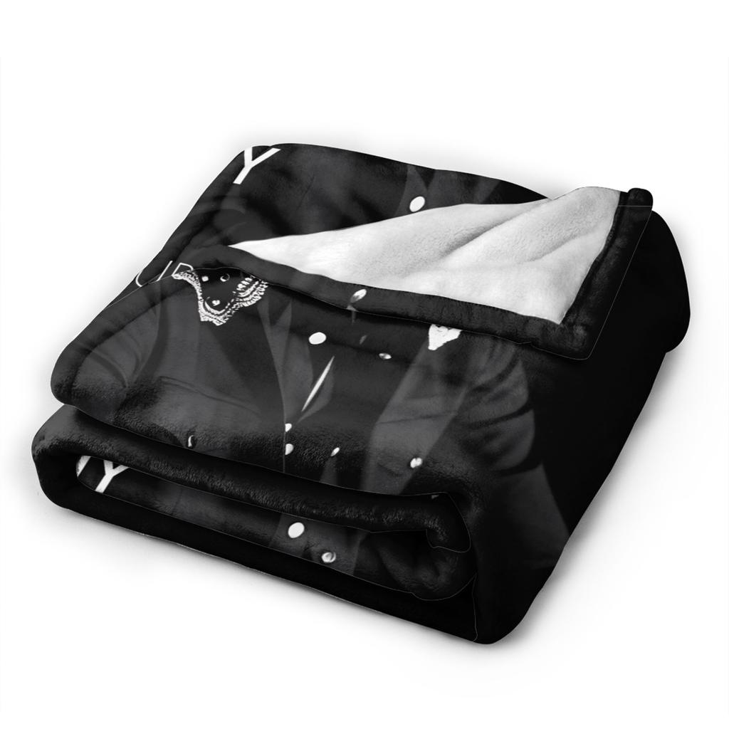 Rock Star Johnny Hallyday Blanket Soft Street Trend Plush Throw Blanket For Girls Boys Outdoor Flannel Bedspread Bed Cover