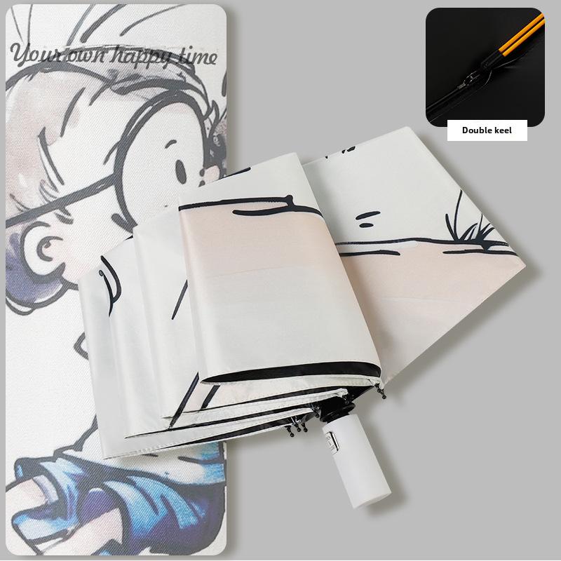 Складной черный пластиковый зонт двойного назначения с 8 спицами, автоматический, симпатичный