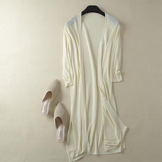 Женский длинный летний вязаный кардиган из тонкого ледяного шелка, мягкий модальный кардиган, свободная базовая простая рубашка с длинным рукавом с кондиционером, кардиганы