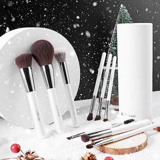DUcare makeup brush 9-piece set cosmetic brushes white jade eyeshadow face made carefully selected fine bristles includes holder case portable tools