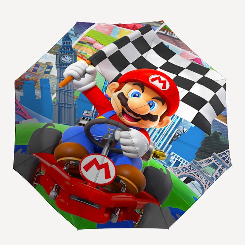 1 шт. Складной портативный зонт-трость Mario Kart Racing с автоматическим открытием/закрытием и 8-реберной конструкцией для женщин/мужчин, всесезонный a0901154