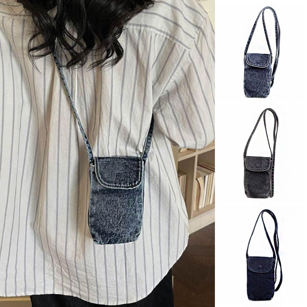 Street Style Denim Crossbody Bag Y2K Phone Purses Fashionable Canvas Bag Women&Men