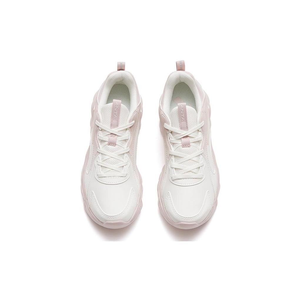 Anta Soft Elastic Versatile Shock Absorbing Non-Slip Wear-Resistant Low-Top Running Shoes Women Sneaker White Gray 122245574-5