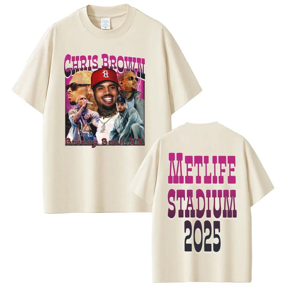 Rapper Chris Brown Breezy Bowl XX 2025 Tour T Shirt Unisex Women Hip Hop Fashion Pop Music Tshirts Casual Cotton Vintage Tshirt
