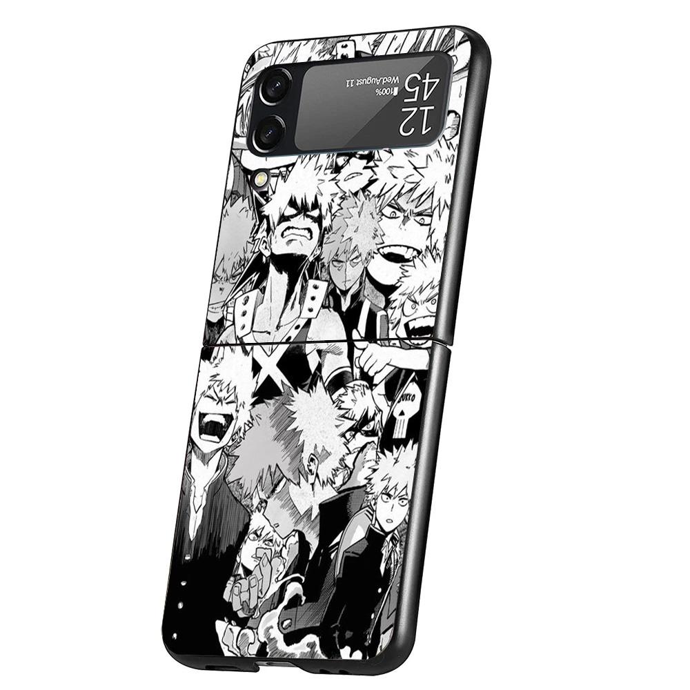 My Hero Bakugou Katsuki Case Phone Cover for Samsung Galaxy Z Flip 7 6 5 4 3 5G ZFlip7 ZFlip6 ZFlip5 ZFlip4 ZFlip3 Black Fundas