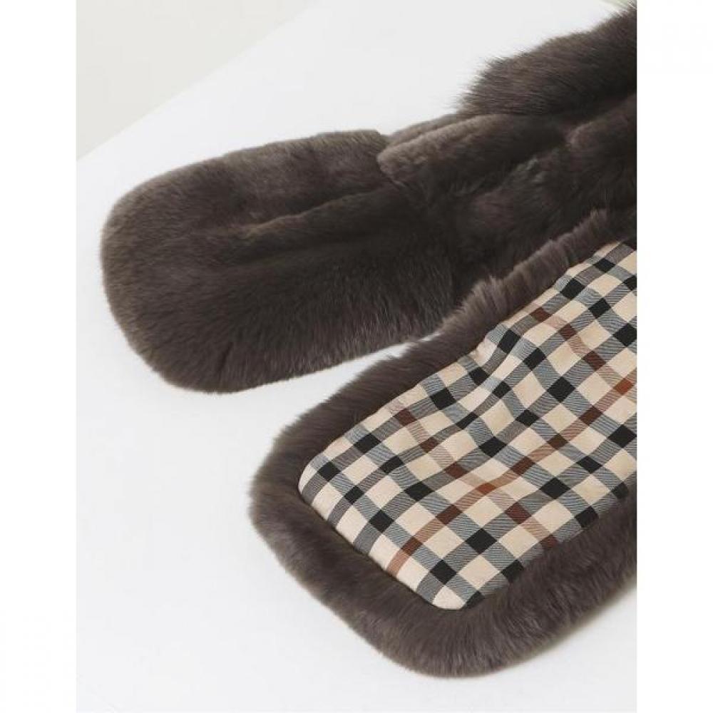 DakS Women S Fox Fur Muffler Dark Gray Dbmu3f741g3