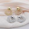 Trend Metal Mesh Windmill Knot Flower Stud Earrings for Women Exquisite Geometry Golden Jewelry Accessory Earings