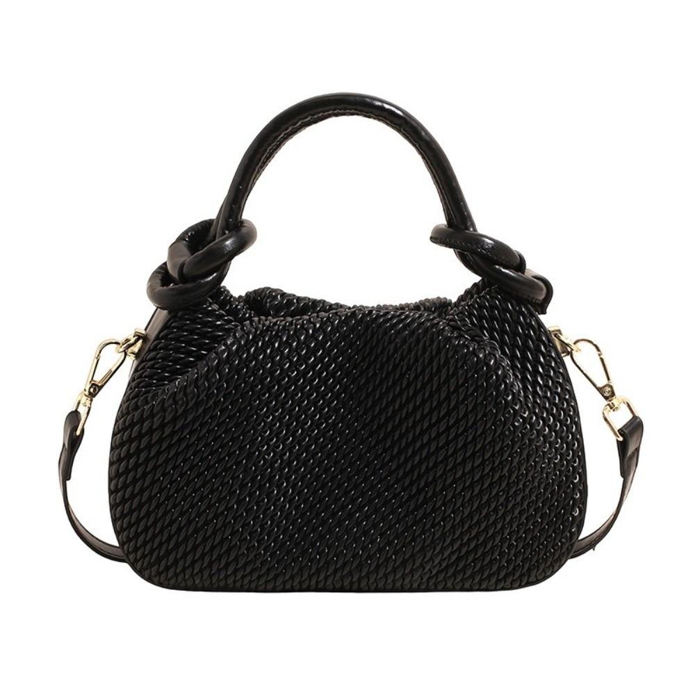 PU Leather Solid-color Woven Shoulder Bag Moderate Capacity Crossbody Bag Vacations