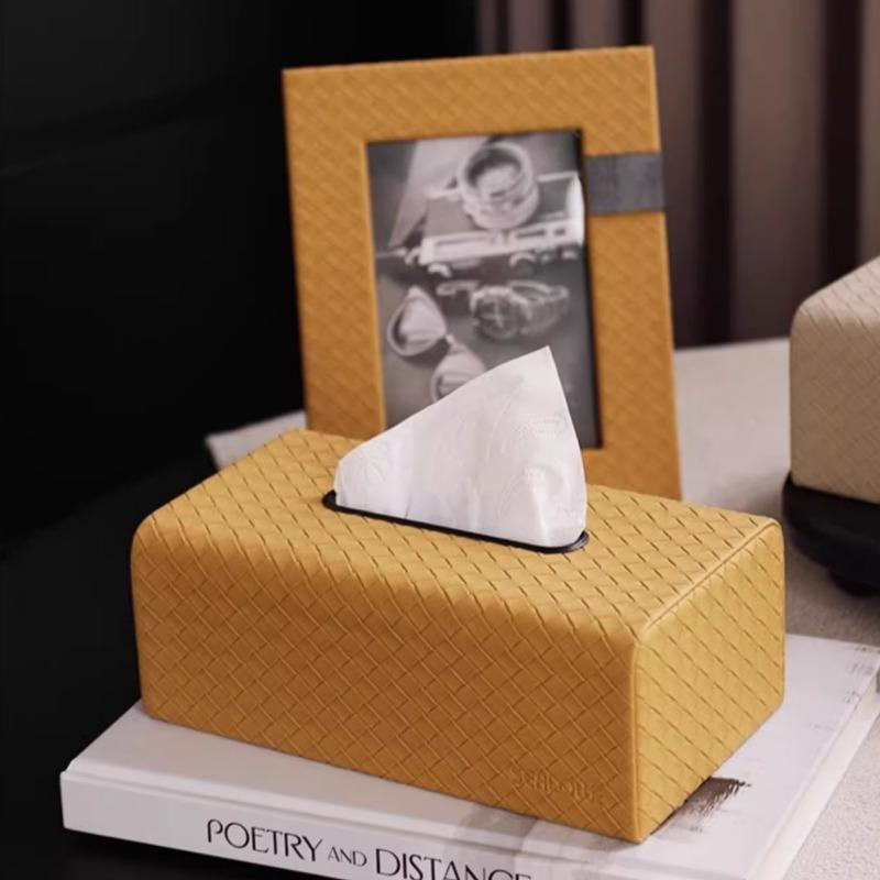 Роскошная плетеная кожаная салфетница, настольный декор для лобби, гостиной, журнального столика, органайзер с премиальным мастерством