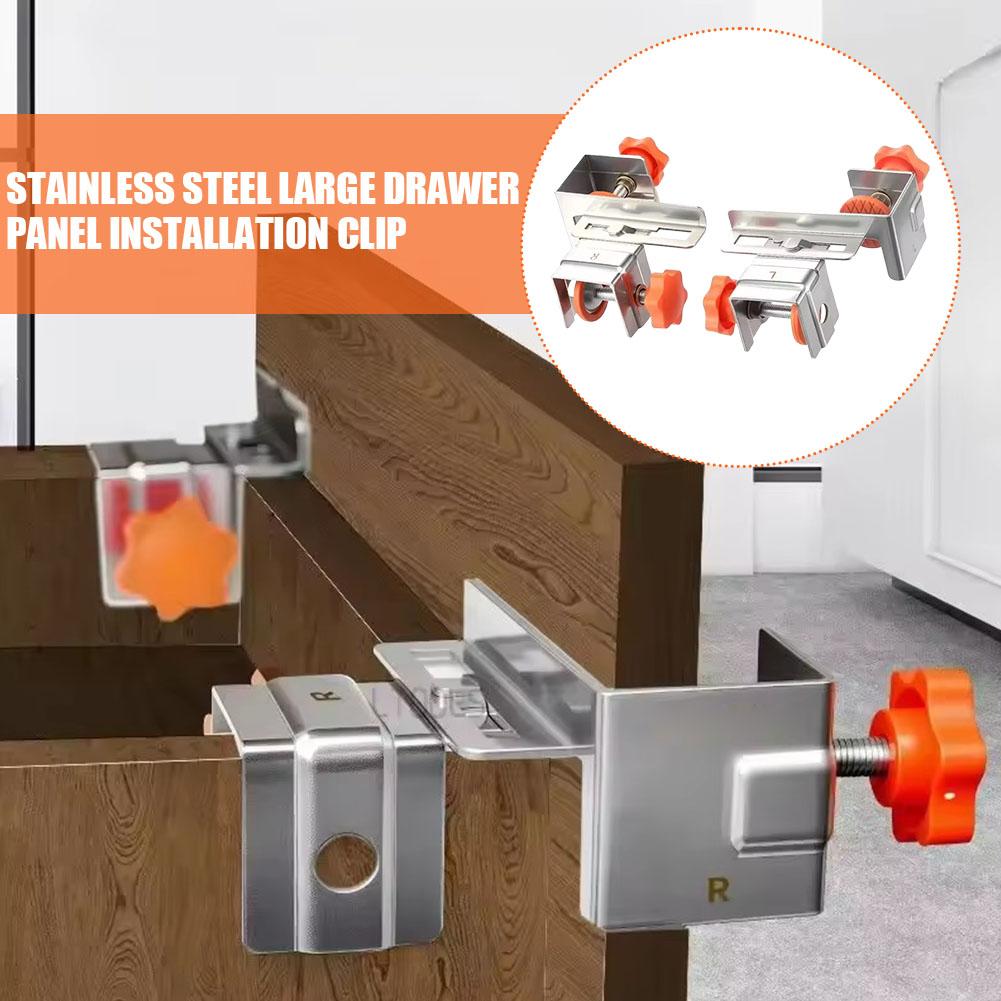 2pcs Adjustable Drawer Front Clamps For 10-30mm Thick Panels Stainless Steel Drawer Fixing Clips For Cabinet Drawer Front Mounting Installation
