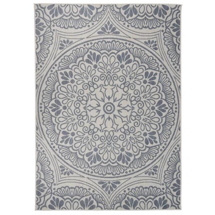 VidaXL Tapis à tissage plat d'extérieur 120x170 cm Motif bleu