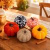 Тыквы из мешковины и бархата 5 шт. Осенний тканевый декор-тыква, Thanksgiving Фермерский набивной клетчатый декор, Урожай Маленькие искусственные для домашнего стола