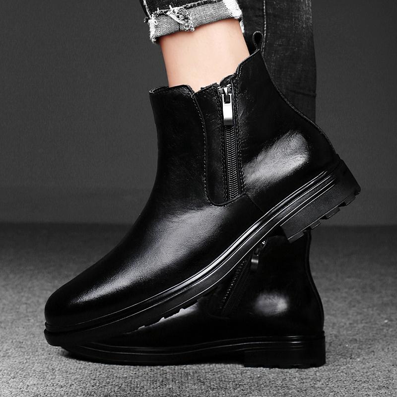 Новые базовые ботинки с боковой молнией, мужские кроссовки из натуральной кожи, мужские высокие кроссовки ручной работы, универсальные мужские ботинки для мотокросса