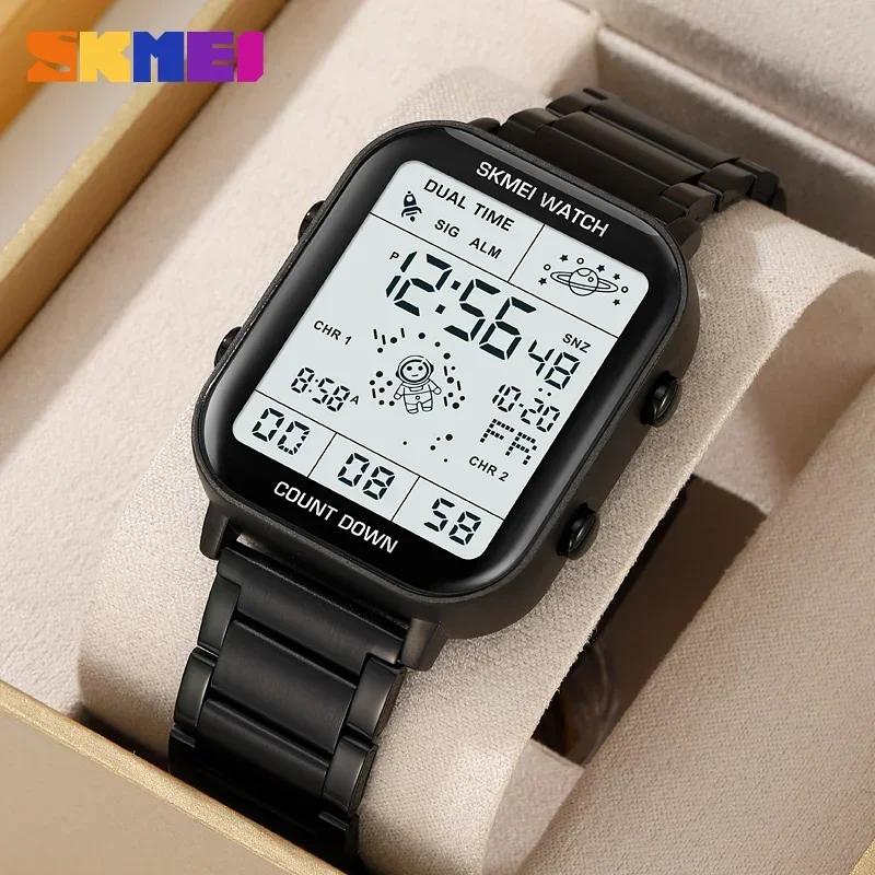 SKMEI 2301 Digital Watches for Men Luxury Waterproof Sports Stainless Steel Shockproof Mens Wristwatches Clock 1888 Reloj Hombre