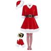 5pcs Santa Claus Costume For Women Clause Santa Dress Christmas Outfits Dresses Hat Gloves Belt Stockings For Xmas  Year