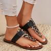 Модные тапочки в европейском и американском стиле 2024 Лето Круглый носок Плоская подошва Повседневные Леопардовый принт Сандалии-вьетнамки Тапочки