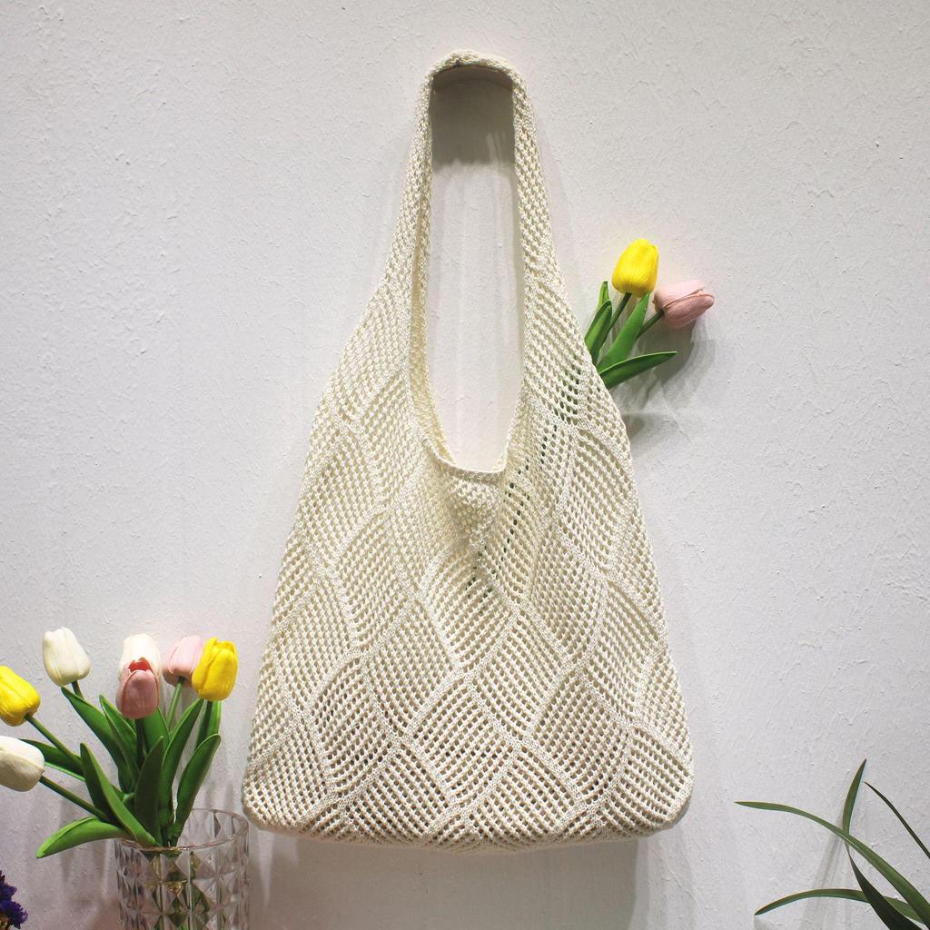 Легкие и эстетичные женские летние вязаные крючком сумки-тоут — идеально подходят для пляжа, шопинга и вечеринок
