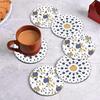 Coaster Set of 6 Beautiful Wooden Coasters with Stand, Designer Tea Coaster Set Fit for Gifting, Use for Tea Cups, Coffee Mugs and Glasses