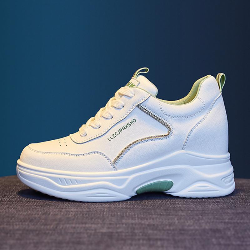 Spring Autumn Genuine Leather Women's White Shoes Sneaker Thick-Soled Casual Shoes Increased Women's Shoes Single Shoes