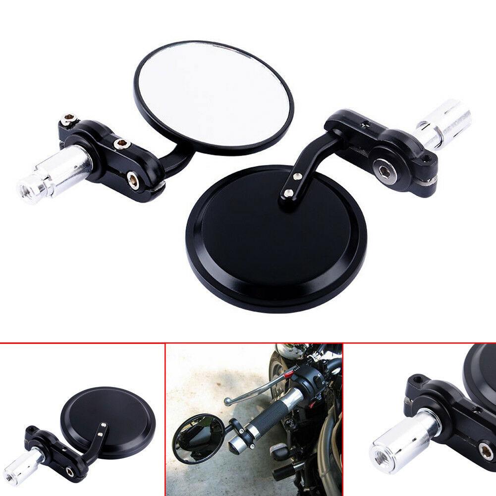 1 Pair Aluminum Round Side Mirrors Rearview 7Celsius8in Bar End Motorcycle Motorbike UK