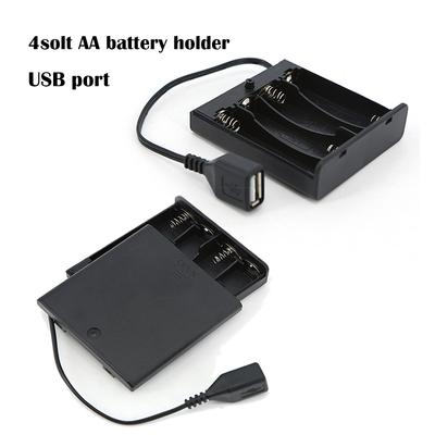 6 В 4 шт. X AA 4x1,5 В USB-батарейный блок для светодиодных лент 5 В, женский кабель, мини-блок питания, батарейный блок с крышкой и выключателем