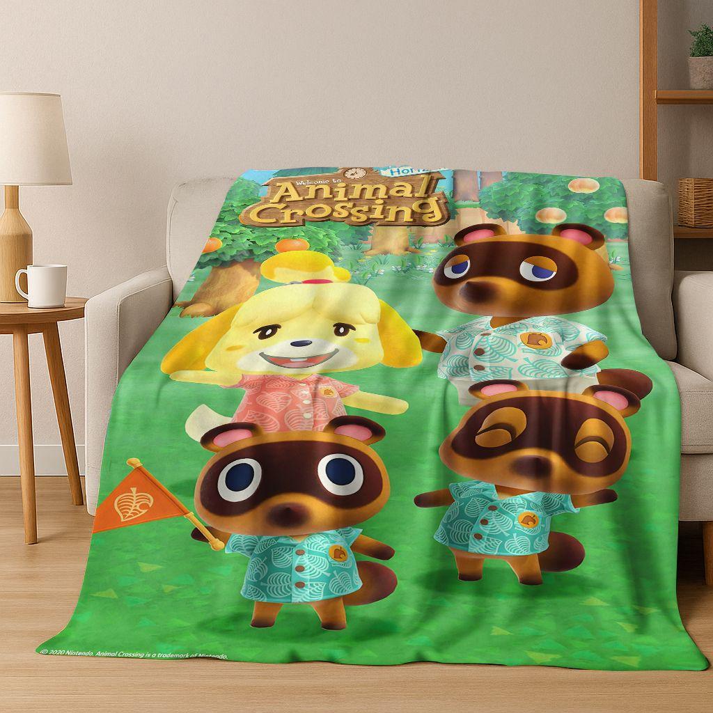 Мультяшное фланелевое одеяло Animal Crossing Wild World, Уютное мягкое плед-покрывало для дома, спальни, кровати, дивана, пикника, Подарок для детей