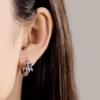 Универсальные серьги-кольца из стерлингового серебра 925 пробы с дизайном фиолетового цветка для женщин