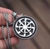 Vintage Nordic Kolovrat Slavic Symbol of The Sun Metal Pendant Necklace Stunning Ornament
