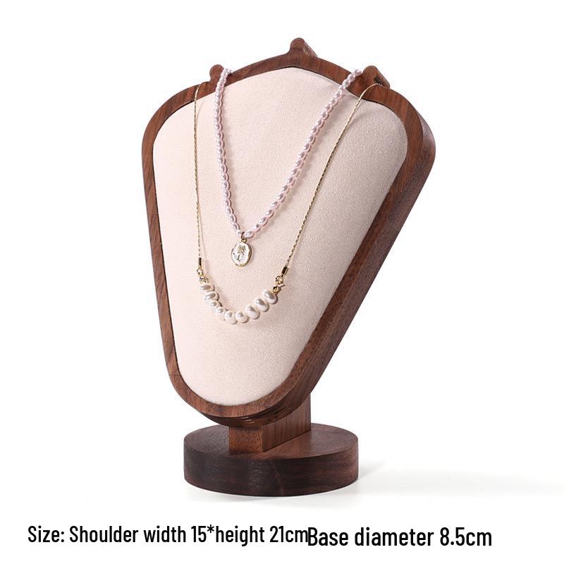 Walnut Jewelry Display Stand Set: Ring Tray & Necklace Mannequin
