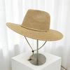 Summer new lanyard large brim sunshade beach straw hat unisex versatile outdoor hiking sun hat
