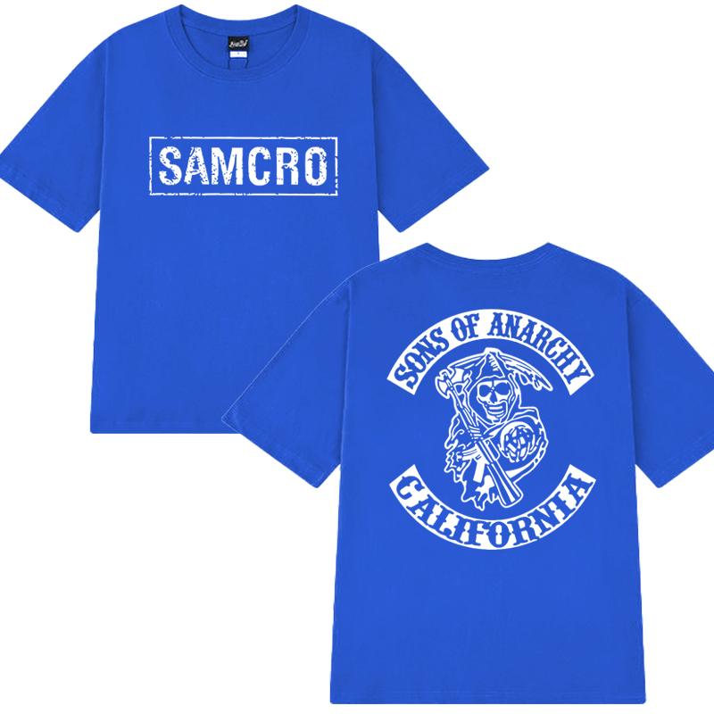 2025 Hip Hop Vintage T Shirt Men Women Sons of Anarchy SAMCRO Double Sided Print Short Sleeve T-shirts Unisex 100% Cotton Tops