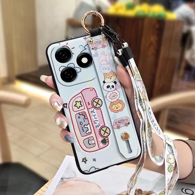 Dirt-resistant Fashion Design Phone Case For Tecno Spark20/KJ5 Shockproof Anti-knock Durable Waterproof Ring Lanyard