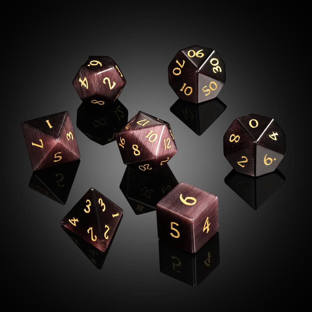 Opal Cat' Eye Rpg Dice Set of 7 Crystal Dice