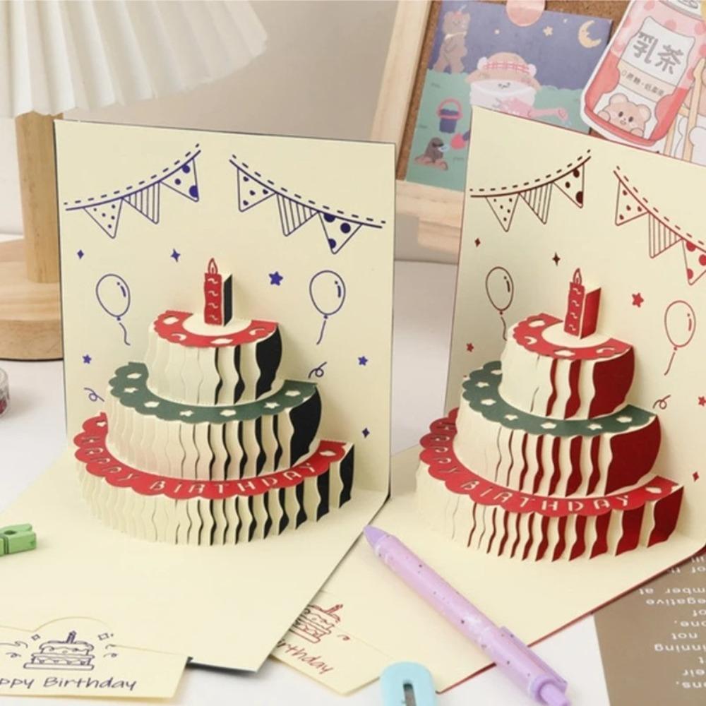 Pop Up Birthday Card 3D Light Music Invitations with Envelope Gifts Gift Message Cards
