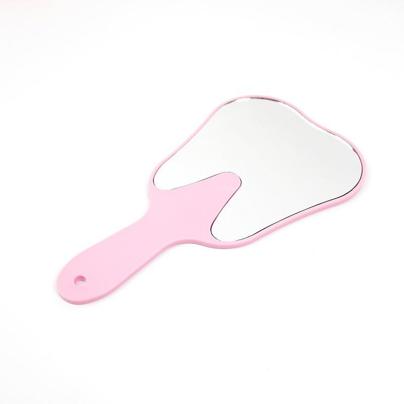 GULPOOE 1Pcs Dental Mouth Examination Mirror with Handle Cute Tooth Shaped Mirror Unbreakable Patient Hand Mirror Dentistry Gift