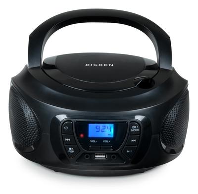 BIGBEN CD62NUSBBT - портативный CD/MP3-плеер, USB с FM-радио и Bluetooth, черный, BigBen